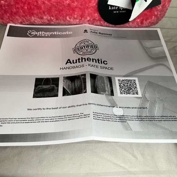 Kate Spade Pink Faux Fur Satchel with new Kate Spade hello Kitty scarf with COA - Picture 9 of 11